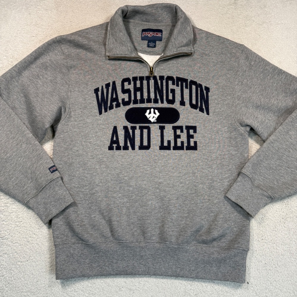 Jansport Quarter Zip Sweatshirt S Gray Washington and Lee University Pullover